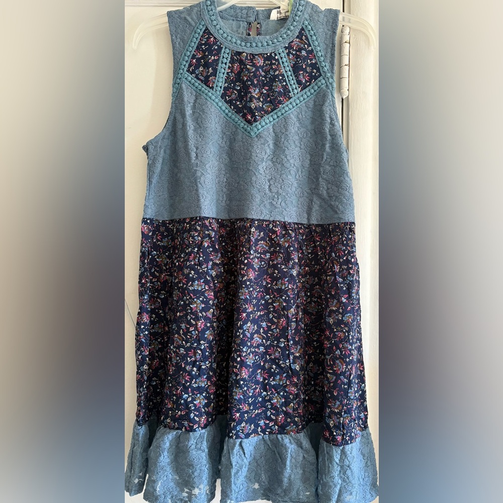 Umgee Teal and Navy Floral Dress
